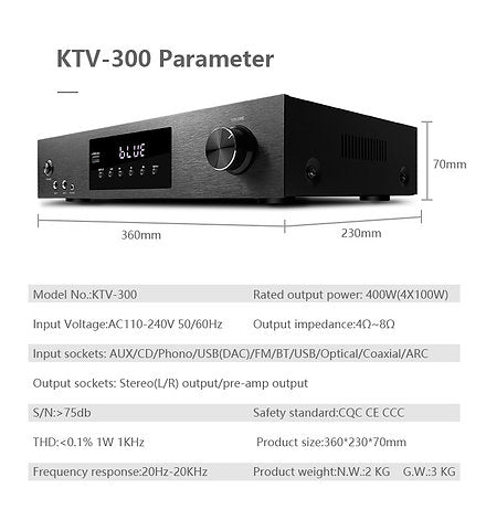 Amplifier with optical input Hyper Sound KTV300