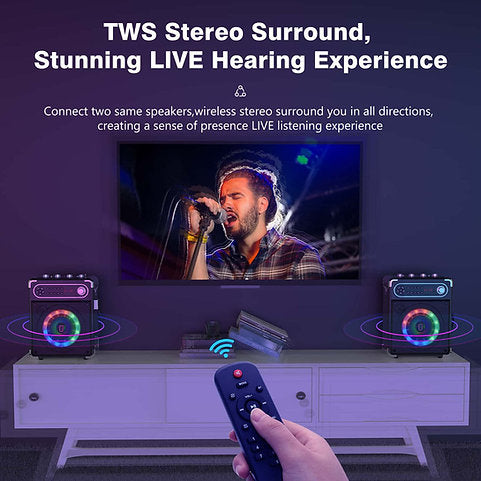 JYX S55 Karaoke Machine With 2Wireless Microphones