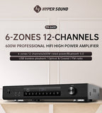 Multi zones home amplifier Hyper Sound PA6600