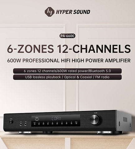 Multi zones home amplifier Hyper Sound PA6600
