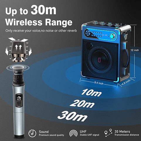 JYX S55 Karaoke Machine With 2Wireless Microphones