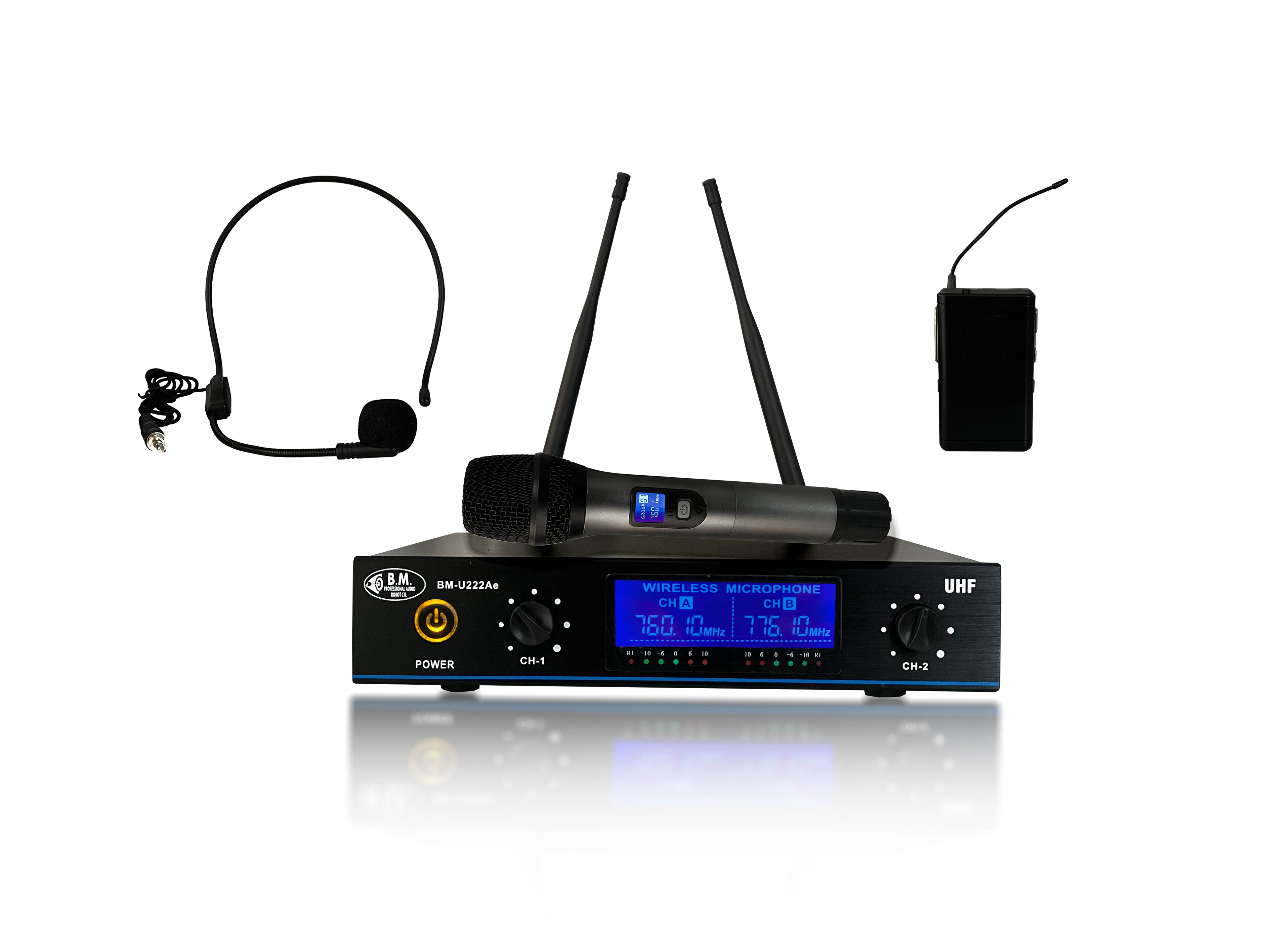 B.M- U222 Hand + HeadSet Wireless Microphone