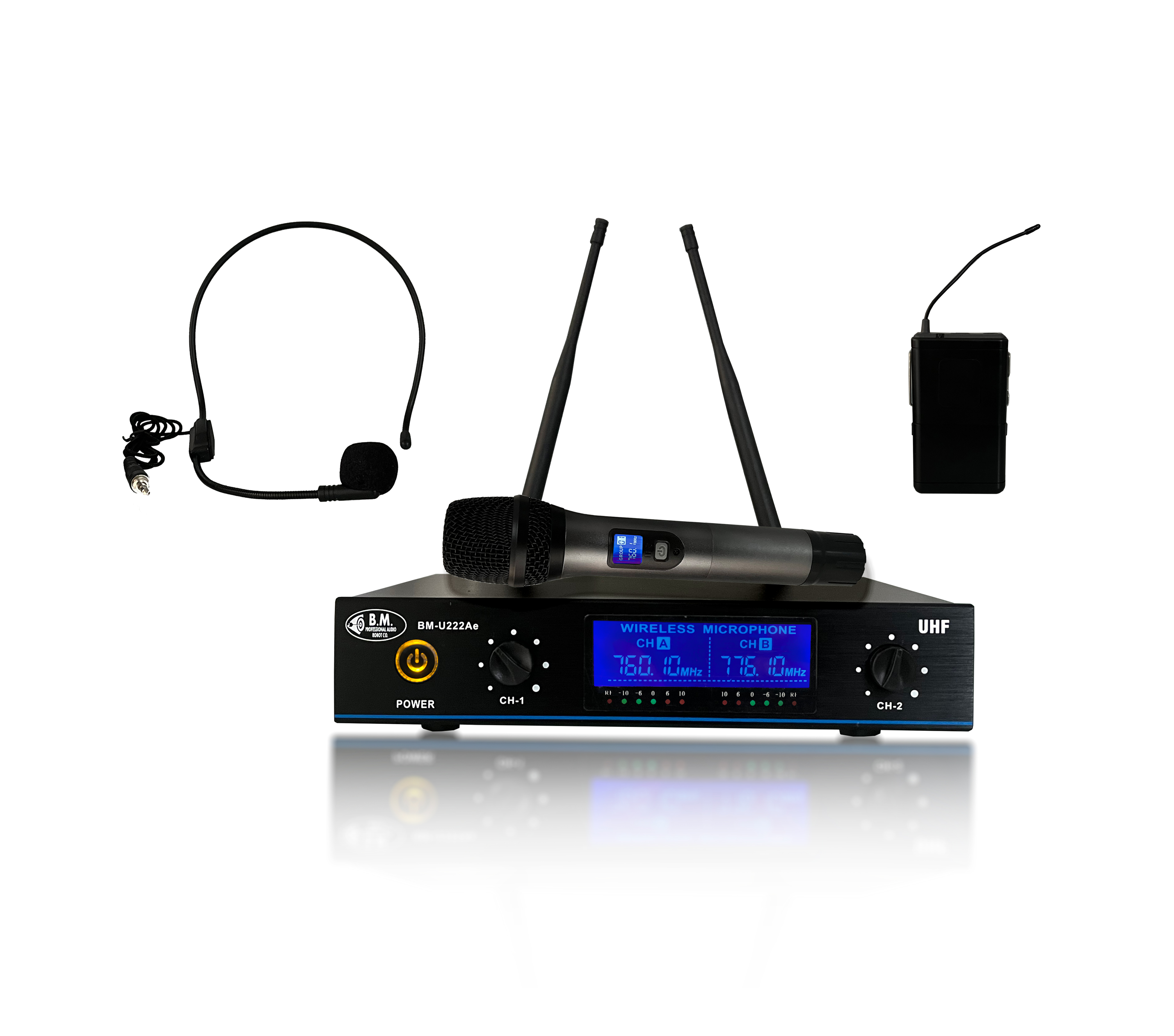 B.M- U222 Hand + HeadSet Wireless Microphone